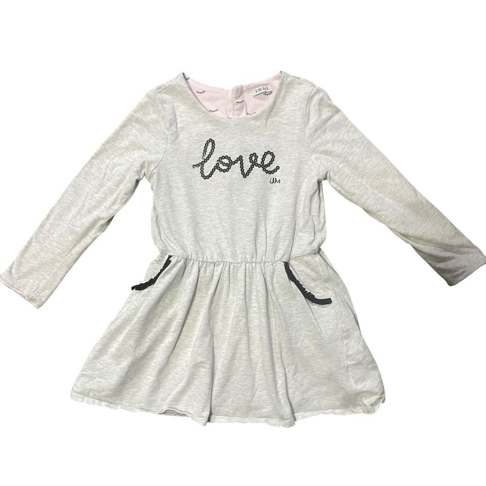 IKKS‎ Baby Girls 12 Months Gray Pink Long Sleeve Dress Reversible